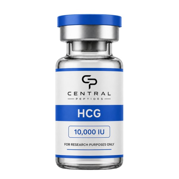 HCG 10000 IU research peptide vial by Central Peptides