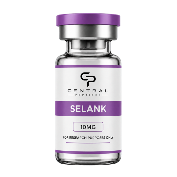 Selank 10mg research peptide vial by Central Peptides
