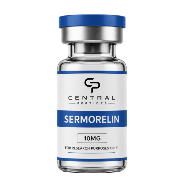 Sermorelin 10mg research peptide vial by Central Peptides