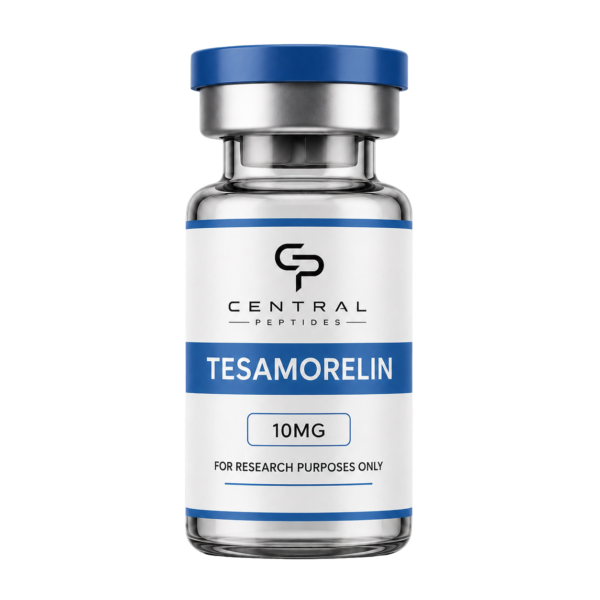 Tesamorelin 10mg research peptide vial by Central Peptides